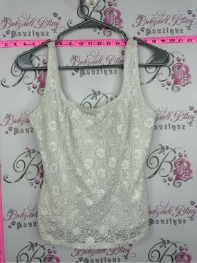NICOLA tank top lace floral White Lace Scoop Neck Camisole